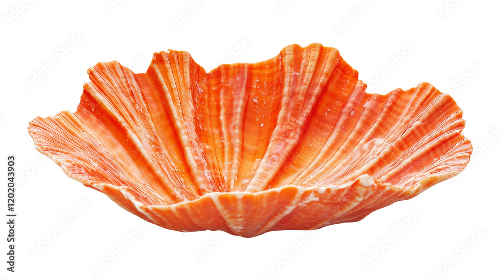 Detailed seashell with natural ridges and vibrant orange tones isolated on Transparent Background Detailed seashell with natural ridges and vibrant orange tones isolated on Transparent Background