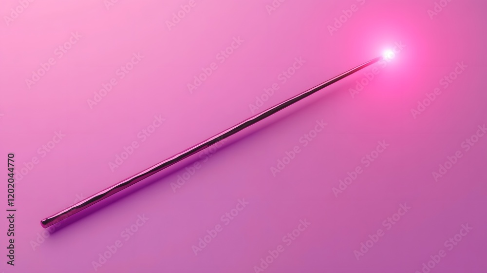 Glowing Magical Wand on Pastel Mauve Background - 3D Glowing Magical Wand on Pastel Mauve Background - 3D