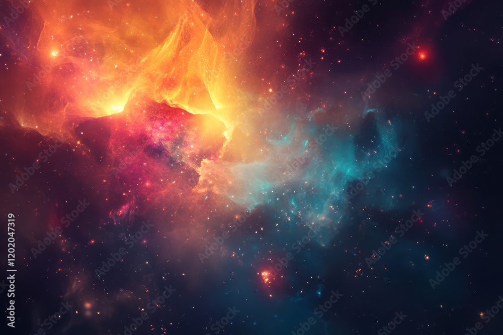 Obraz premium Celestial Nebula Colorful Cosmic Landscape