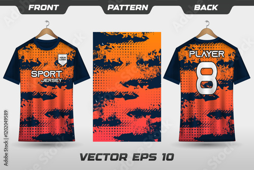 Sports jersey and t-shirt template sports jersey design. Sports design for football, racing, gaming jersey. with front, back view and pattern.