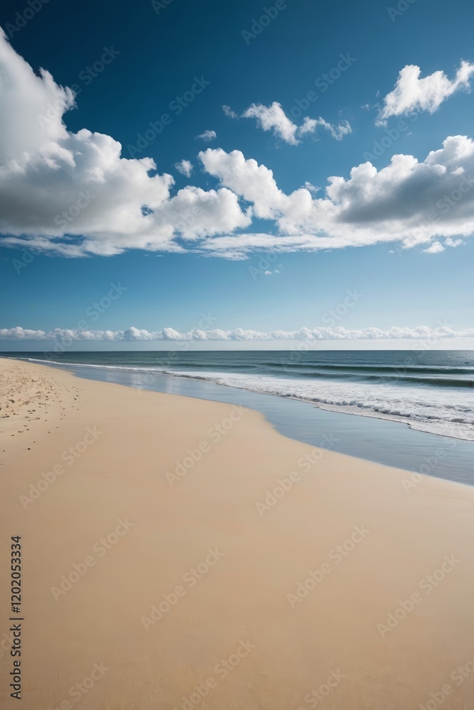 there is a lone surfboard on the beach with a blue sky there is a lone surfboard on the beach with a blue sky