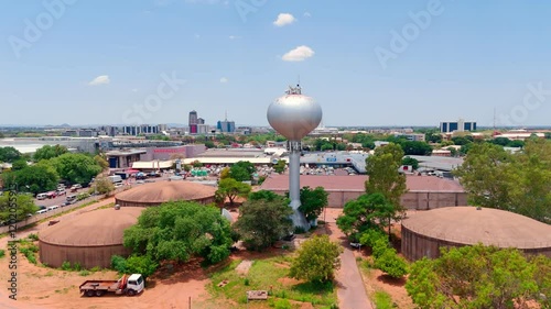 Establishing Drone Shot Onion Head - Water tank ll Gaborone City Scape , Botswana - Africa photo