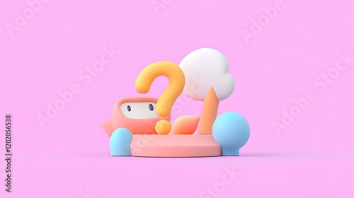 Minimal 3D Question Mark Inside Speech Bubble on Lavender Gradient Background