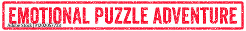 Emotional Puzzle Adventure Stamp Transparent Seal, Red Grunge Emotional Puzzle Adventure Word Rubber Stamp Seal