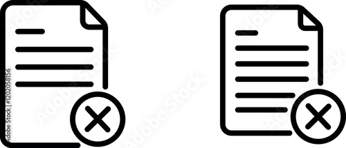 "Not Accepted Document Line Icon - Representing Rejection or Disapproval of Documents"