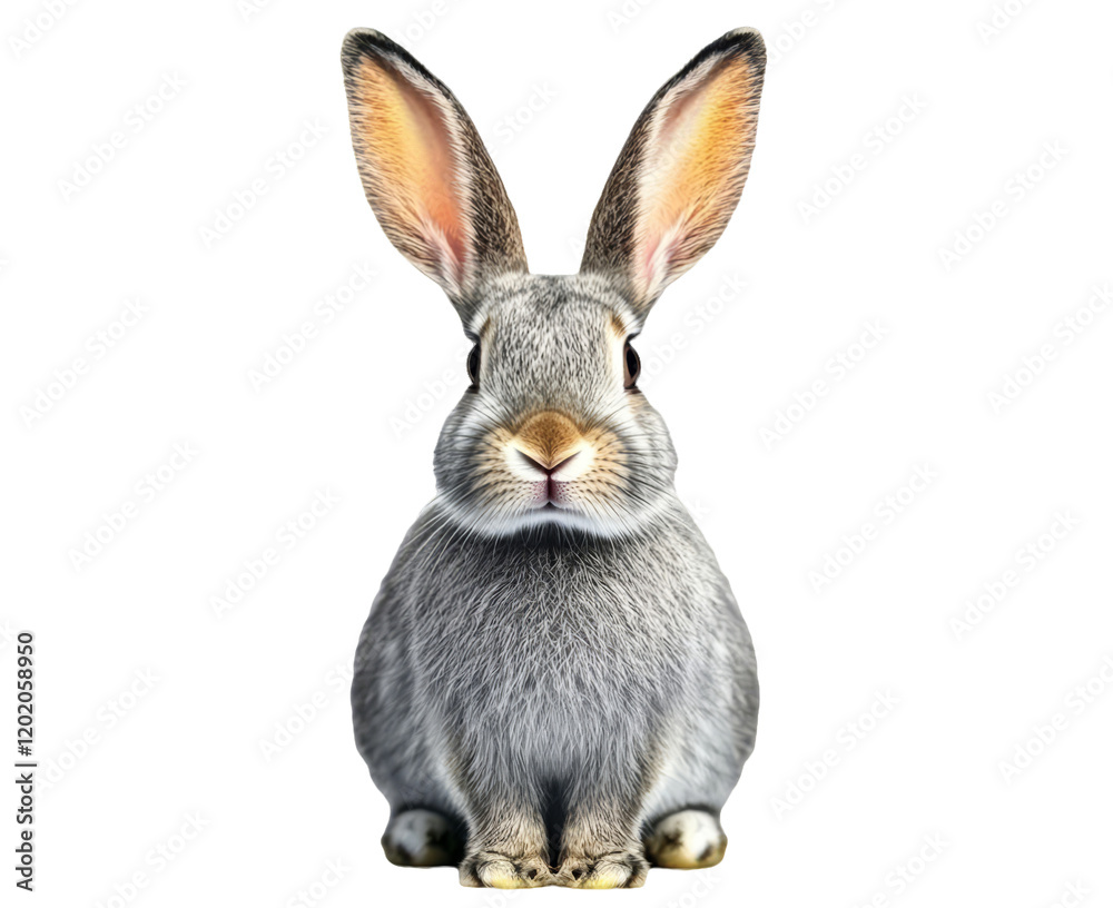 Obraz premium [Transparent Background PNG]Adorable Gray Rabbit Portrait