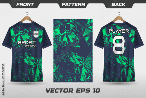 Sports jersey and t-shirt template sports jersey design. Sports design for football, racing, gaming jersey. with front, back view and pattern.