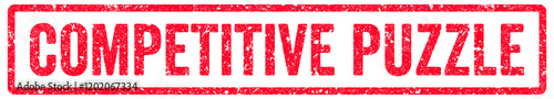 Competitive Puzzle Stamp Transparent Seal, Red Grunge Competitive Puzzle Word Rubber Stamp Seal