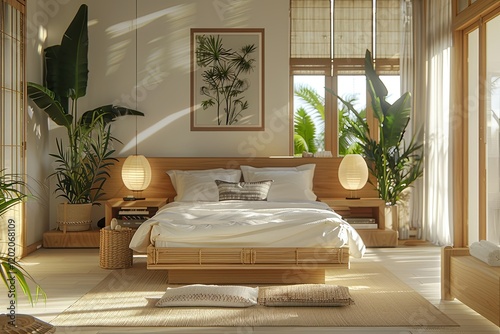 Wallpaper Mural Premium Quality Visual of Sustainable Bamboo Furniture in Naturally Lit Bedroom Torontodigital.ca