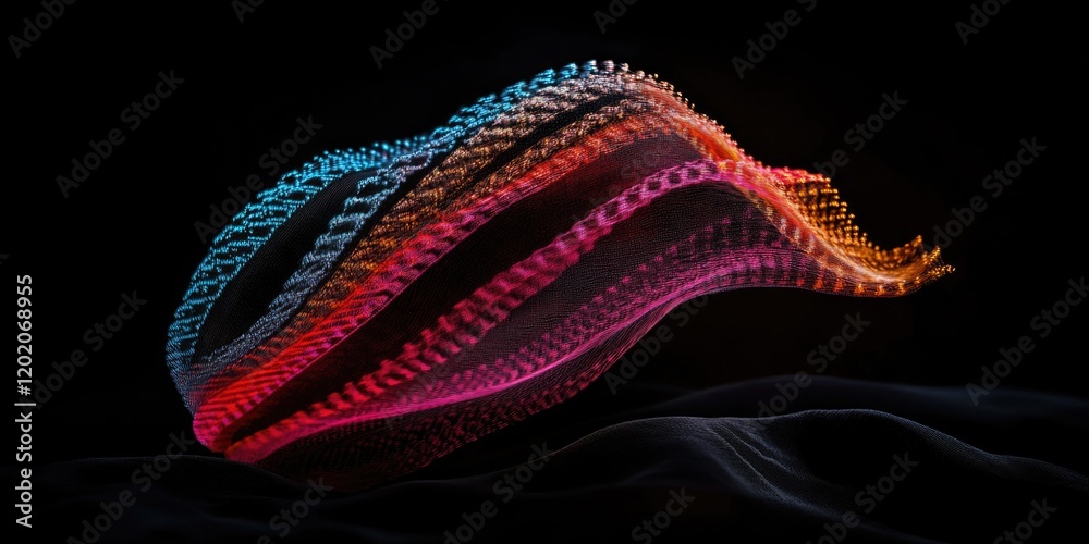 Obraz premium Colorful abstract waveform with dynamic lighting on black background