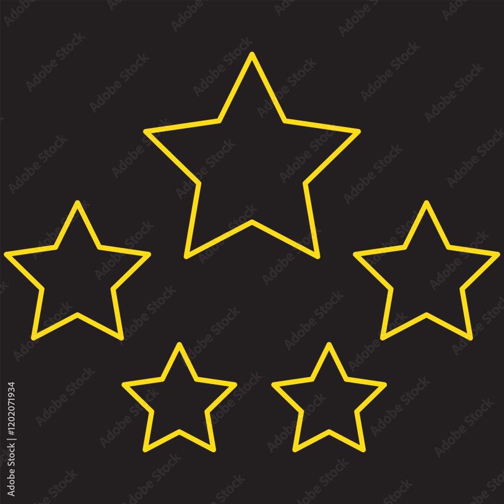 Star icon. Vector yellow isolated five stars. Customer feedback concept. Vector 5 stars rating review. Quality shape design. Star icon. Vector yellow isolated five stars. Customer feedback concept. Vector 5 stars rating review. Quality shape design.