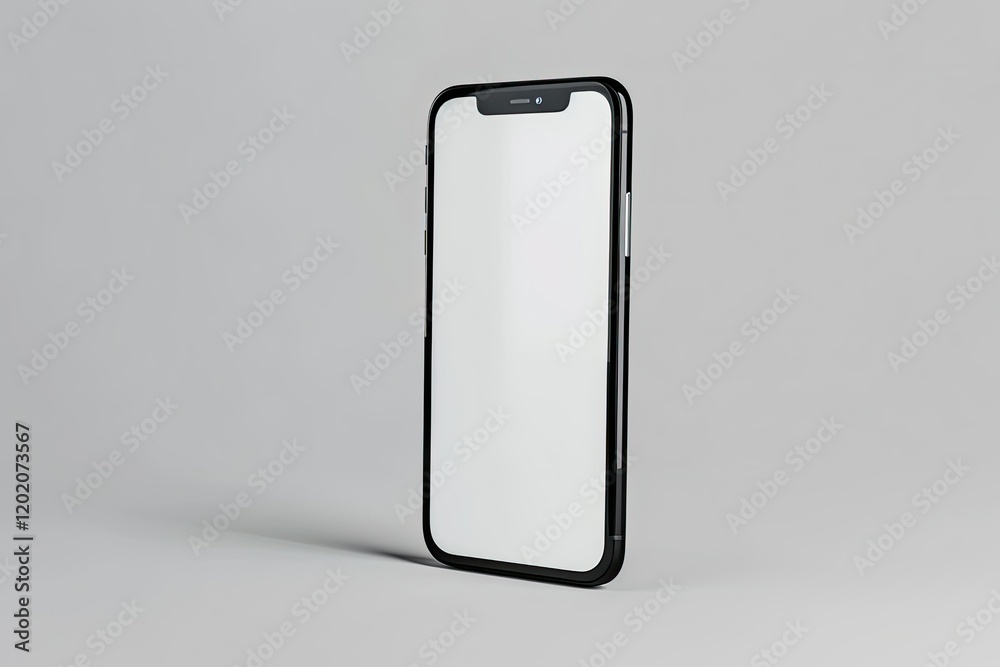 Realistic Mobile Mockup for App Promotion on Clean Background Top Right View