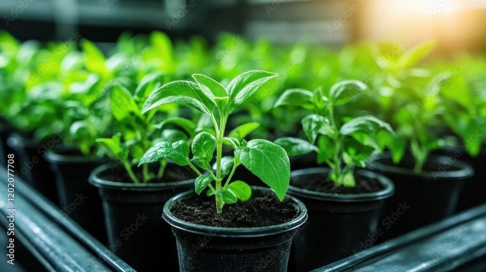 This uplifting image captures vibrant green seedlings thriving in pots, showcasing the beauty of new growth and the importance of nurturing plants for a sustainable future. This uplifting image captures vibrant green seedlings thriving in pots, showcasing the beauty of new growth and the importance of nurturing plants for a sustainable future.