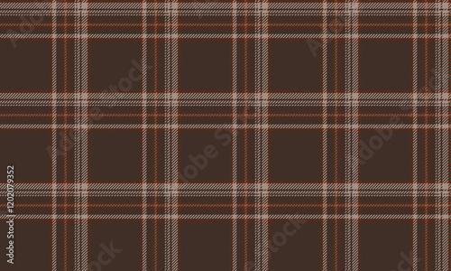 Seamless plaid pattern, brown, cream, for designing clothes, skirts, blankets, aprons, or decorative fabrics, vector illustration.