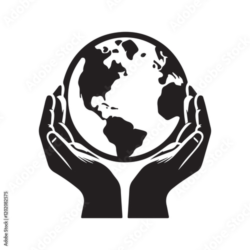 Hands Holding Earth Globe Vector Illustration for Earth Day Celebration,,