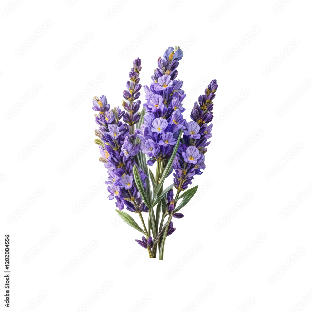 Obraz premium Lavender Bouquet: A charming bunch of lavender flowers, showcasing their delicate purple blooms and slender green stems. The image evokes feelings of tranquility and serenity. 