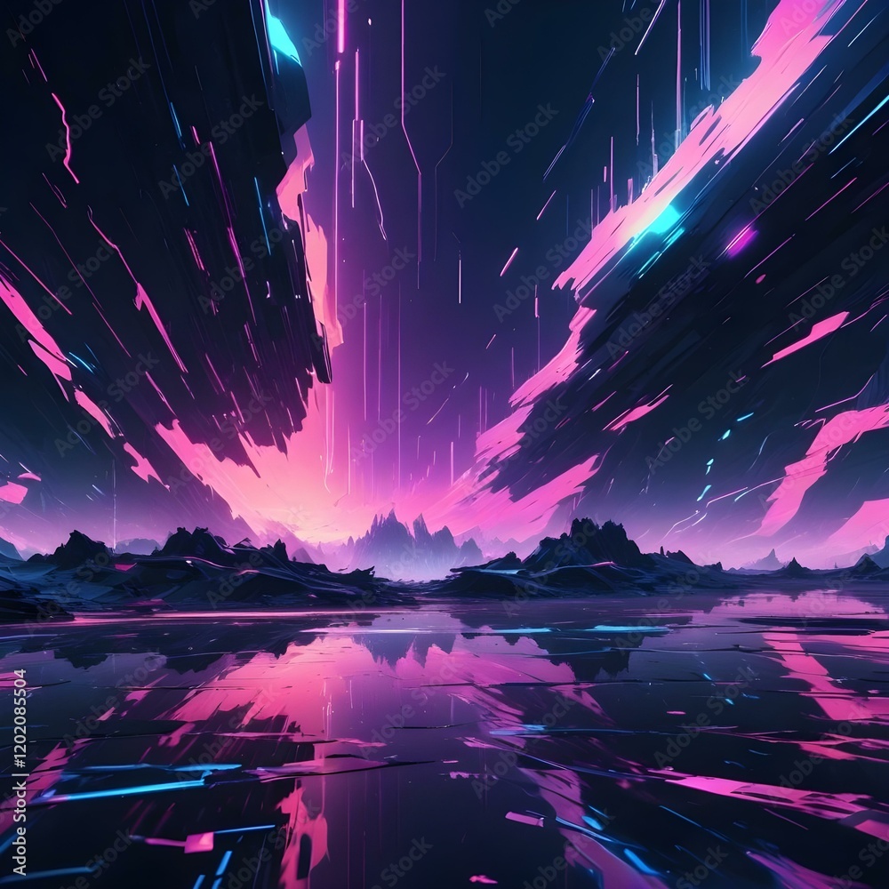 Fototapeta premium Digital glitch effects for futuristic backgrounds