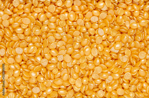 Macro background photography of cosmetics hard wax beads, waxing, hair removal, depilation, spa salon, beauty procedure, advertisement