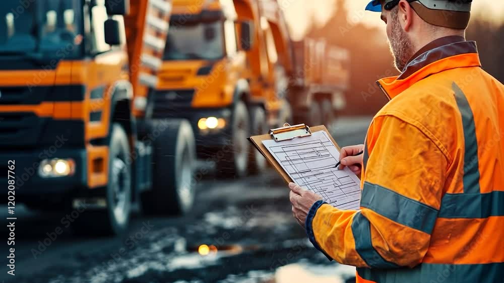 Construction Site Supervisor Reviewing Plans