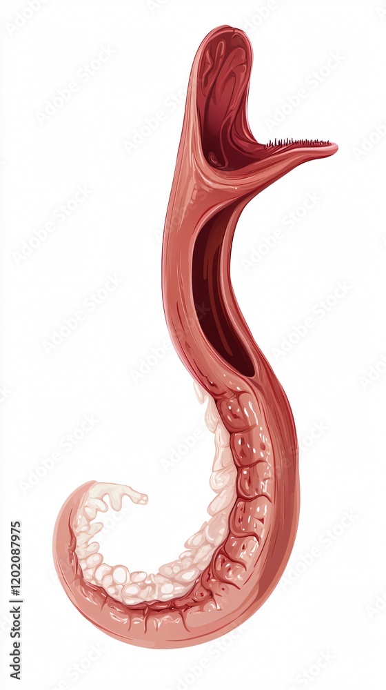 Obraz premium Internal Anatomy of an Animal: A Detailed Cross-Section of the Digestive System