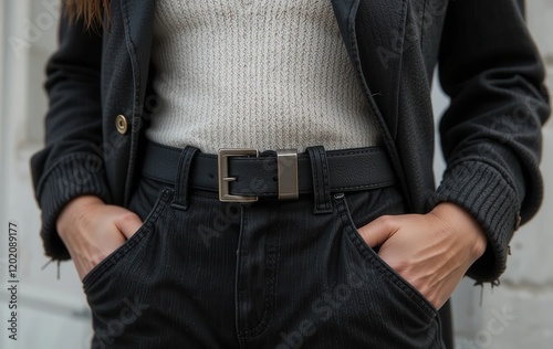 Close up photo of trendy women's belts in the new year photo