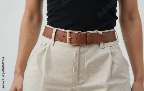 Close up photo of trendy women's belts in the new year photo