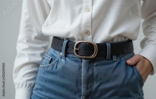 Close up photo of trendy women's belts in the new year photo