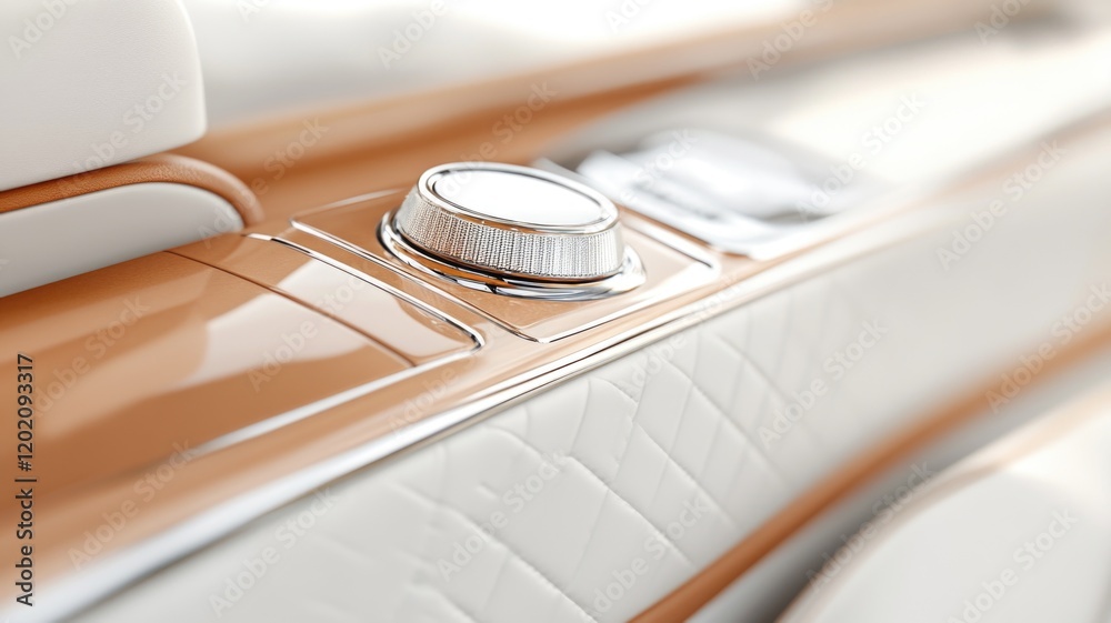 Naklejka premium Luxury car interior design: elegant gear selector and luxurious quilted details for automotive enthusiasts