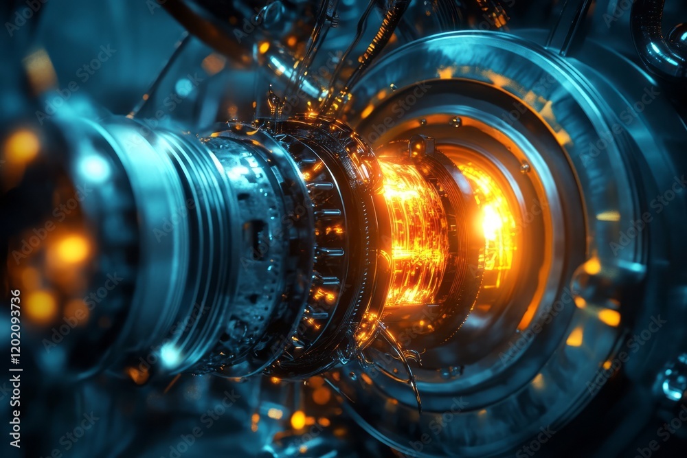 Fototapeta premium Glowing Core of a Futuristic Machine Engine