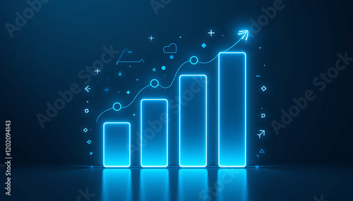 Strategy stock chart financial graph analysis market exchange on growth business technology background with money diagram trade investment or digital progress candlestick finance data global success 