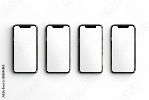 Wallpaper Mural Set of Four Smartphones, Blank Screen and Isolated on White Background Template, Mockup Torontodigital.ca