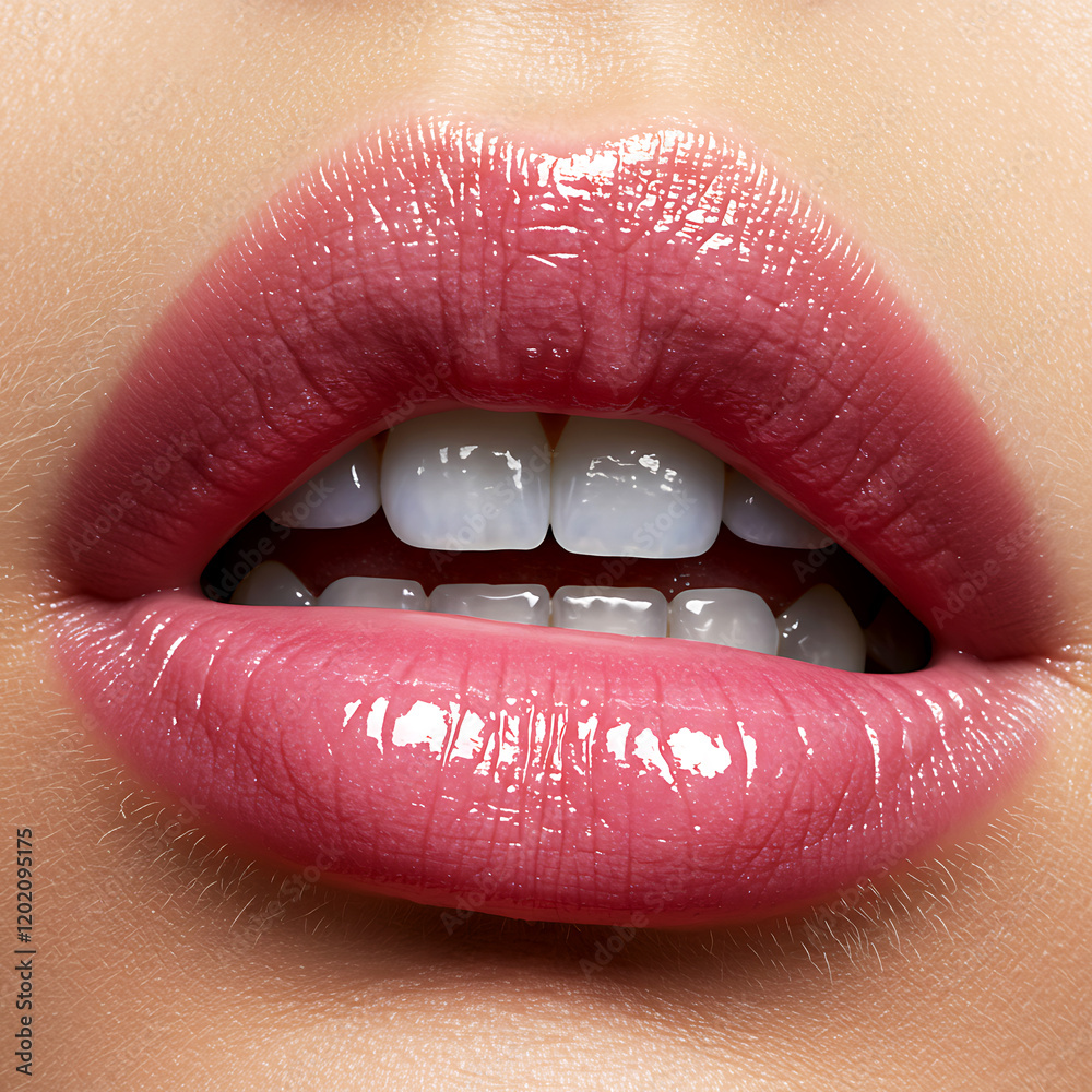 Obraz premium Close-Up of a Beautiful Smile with Perfect White Teeth 