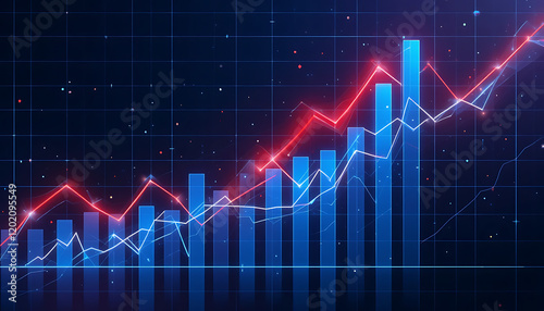 Strategy stock chart financial graph analysis market exchange on growth business technology background with money diagram trade investment or digital progress candlestick finance data global success 