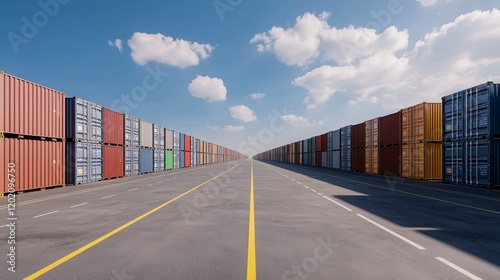 Wallpaper Mural Vast Container Yard Under Clear Blue Sky and Soft White Clouds Torontodigital.ca
