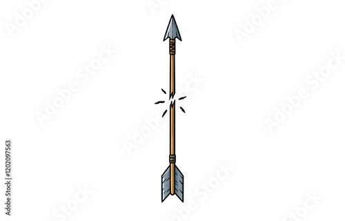 Minimalist Broken Arrow Design with Detached Arrowhead Pointing Upwards on White Background photo