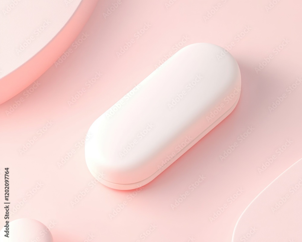 Minimalist white capsule with soft pink background - modern design for branding and packaging Minimalist white capsule with soft pink background - modern design for branding and packaging