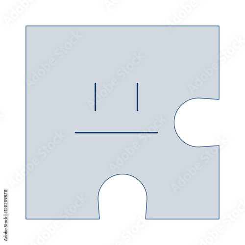 Puzzle piece with neutral face 2D cartoon object. Psychology personality character shape. Facial expression jigsaw isolated element flat vector clipart on white background. Spot illustration