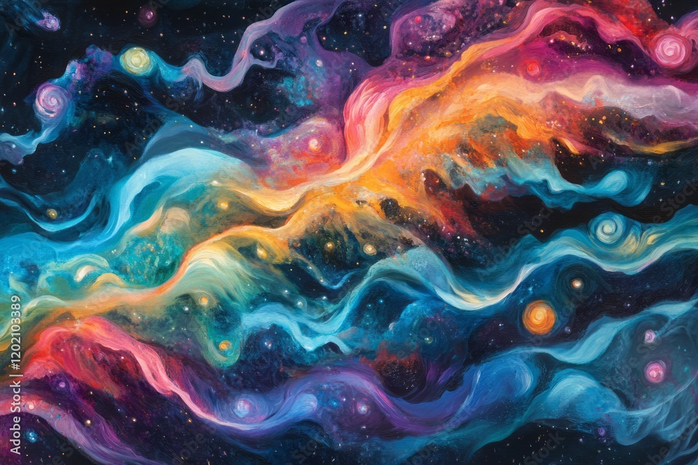 Abstract Cosmic Nebula Painting Celestial Swirls Abstract Cosmic Nebula Painting Celestial Swirls