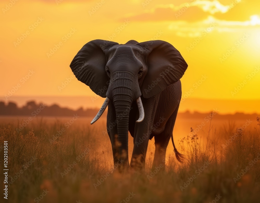 Obraz premium Majestic Elephant at Sunset