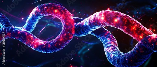 Dynamic Neon Twisting Patterns on Ebola Virus, Perfect for Scientific Research Visuals, Educational Science Backgrounds, and Graphics