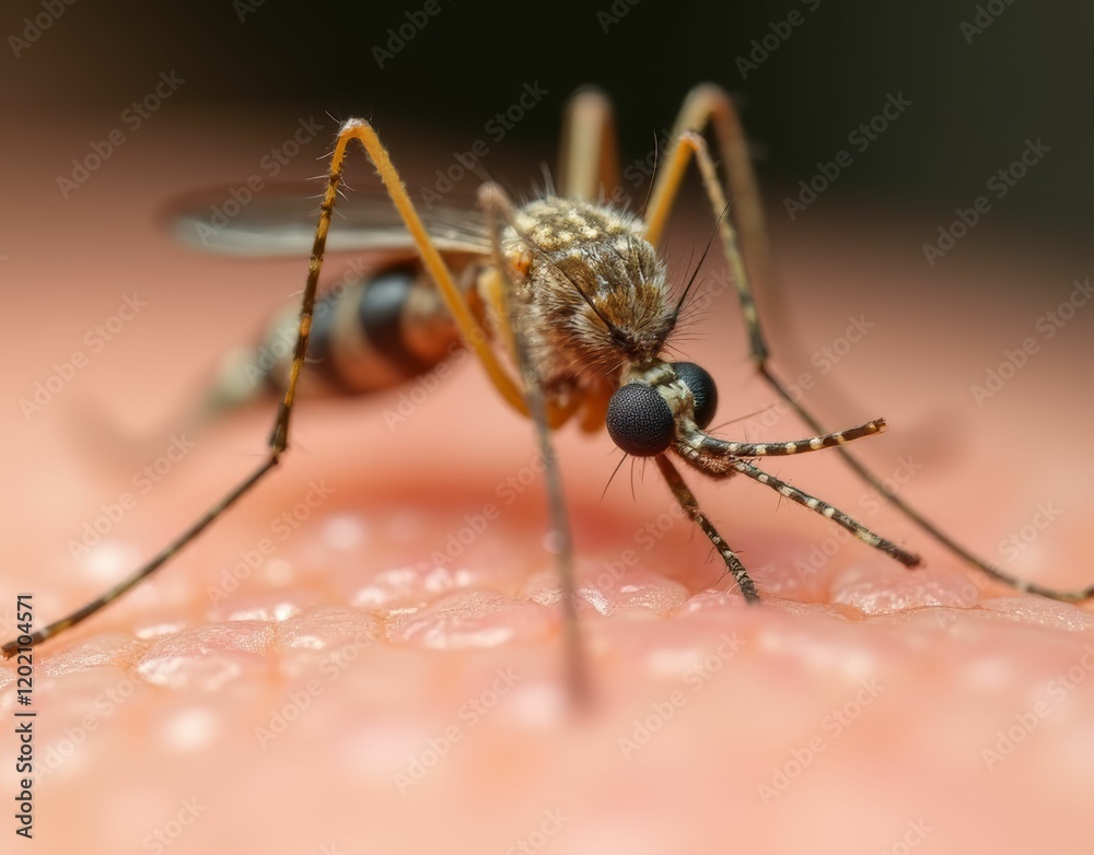 Close-up of a Mosquito on Skin Close-up of a Mosquito on Skin