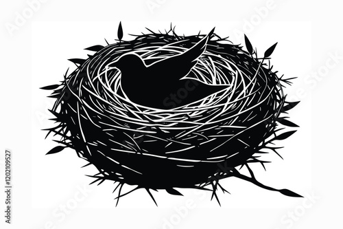 Hub nest silhouette vector design logo