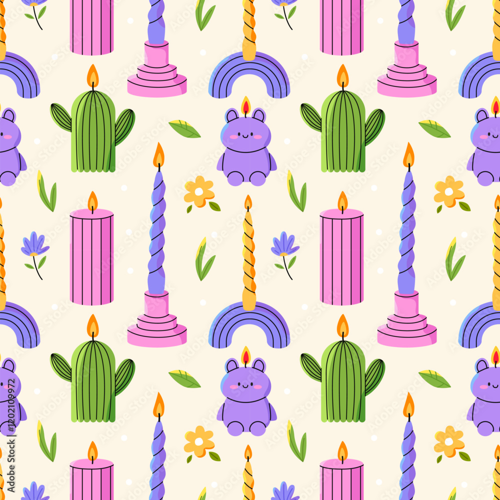 Fototapeta premium Trendy candles seamless pattern