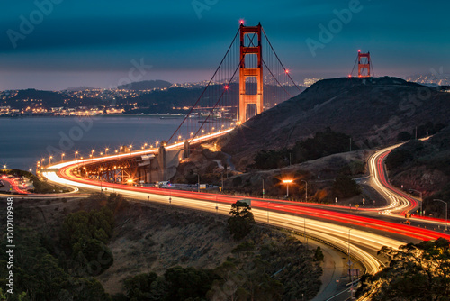 Obraz na płótnie golden gate bridge at night w salonie