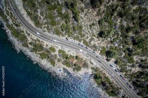 aerial view of highway