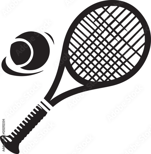 Tennis rackets and a ball Tennis and ball icon in fashionable flat style