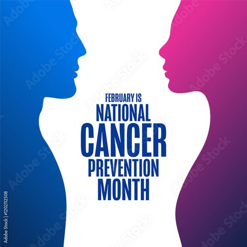 February is National Cancer Prevention Month. Holiday concept. Template for background, banner, card, poster with text. Vector EPS10 illustration.
