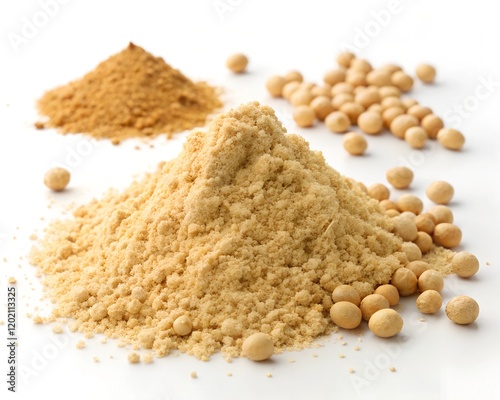 kinako soy flour isolated on white background
