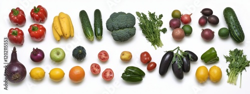 Wallpaper Mural Healthy eating background / studio photography of different fruits and vegetables isoleted on white backdrop, top view. High resolution product. Torontodigital.ca