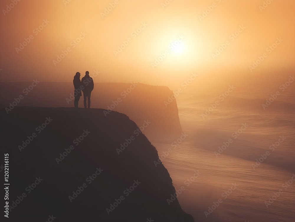 couple at sunset silhouette couple standing on a cliff at sunset couple at sunset silhouette couple standing on a cliff at sunset